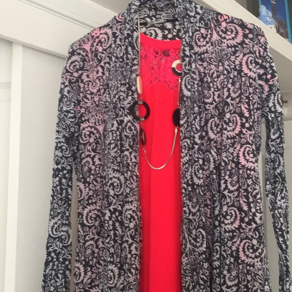 Drape neck Cardigan with kimono neckline grey print - Picture 3 of 8